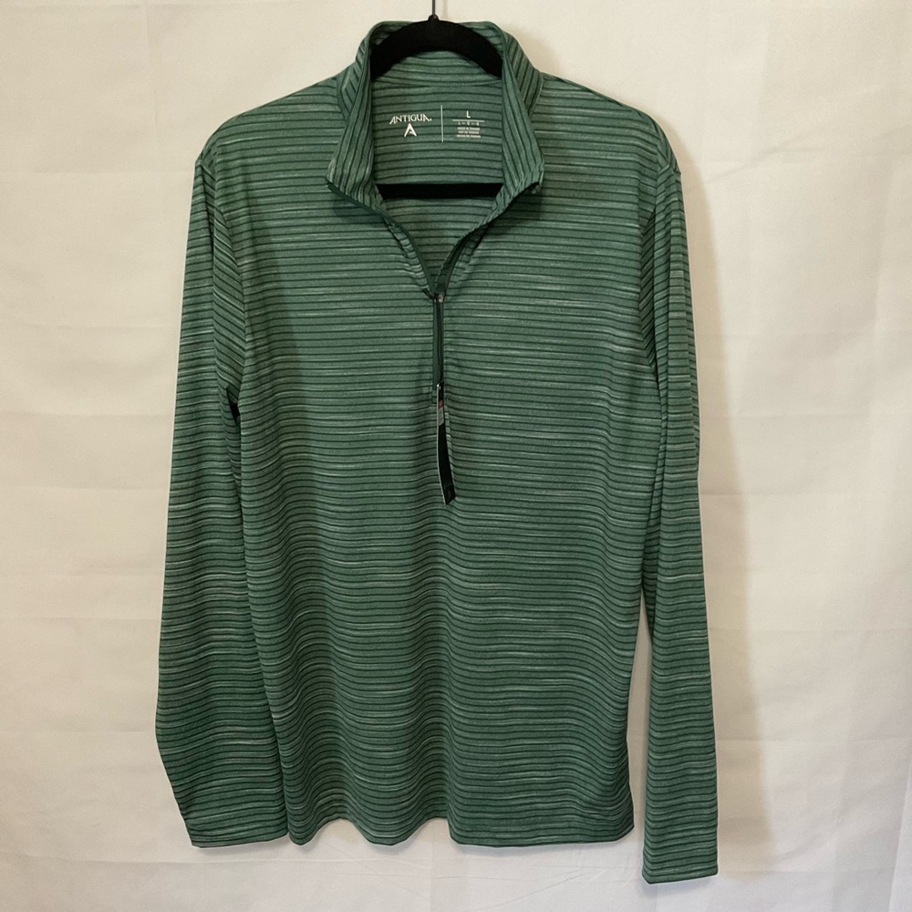 Antigua green space dye stripe 1/4 zip NWT sz Large